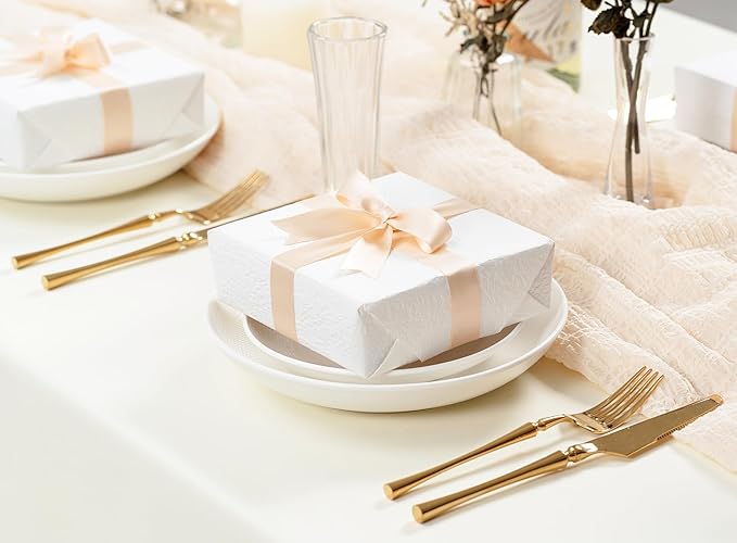 Light Champagne Satin Ribbon 7/8 Inch x 50 Yards Double-Faced Polyester Ribbons - Image 5