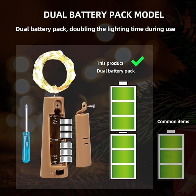 6-Pack LED Bottle Lights with Dual Battery Pack, 6.6ft 20 LEDs, Twice The - Image 6