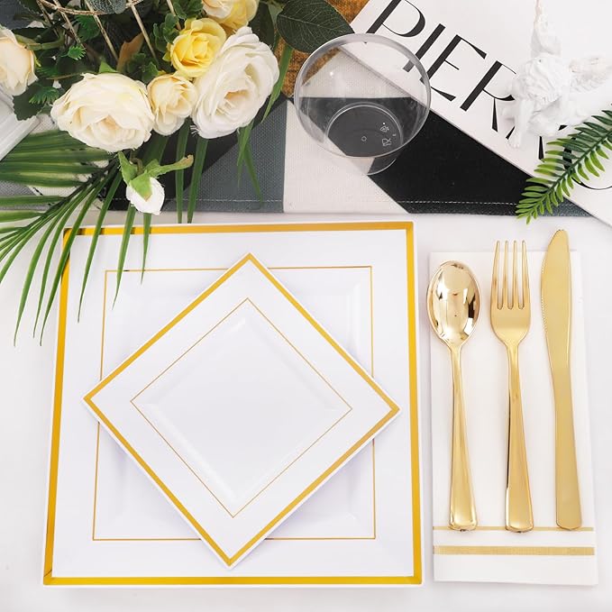 Festiva 176Pcs Gold Plates Disposable - Image 6
