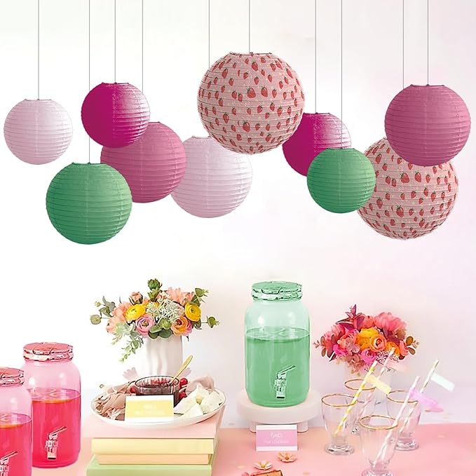 Paper Lanterns Pink Strawberry Girls Party Decor Hanging Chinese Lantern - Image 4