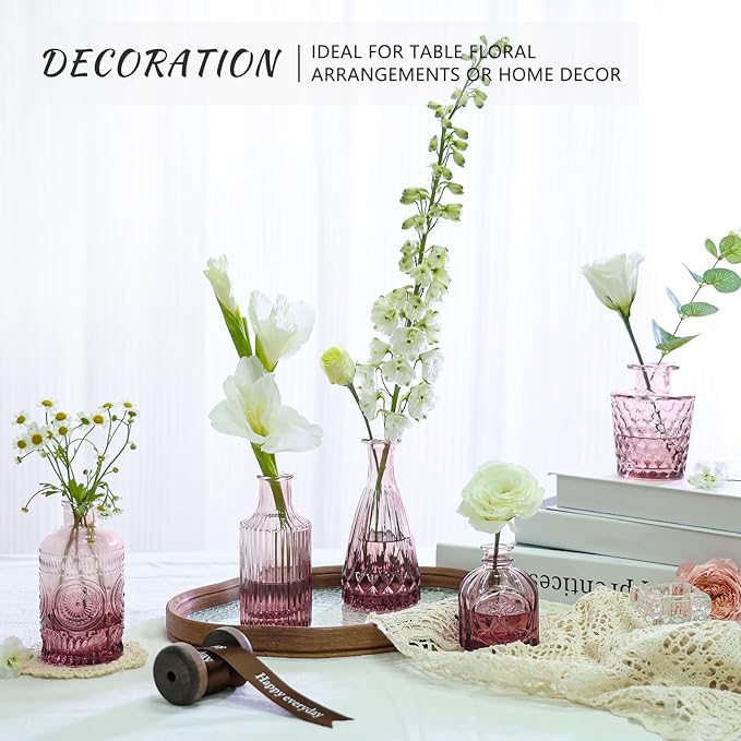 12pcs Glass Bud Vase Set, Small Purple Flower Vases - Image 4