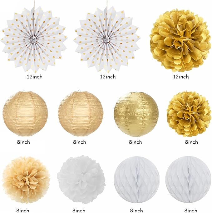 White Champagne Gold Birthday Party-Decorations - Image 2
