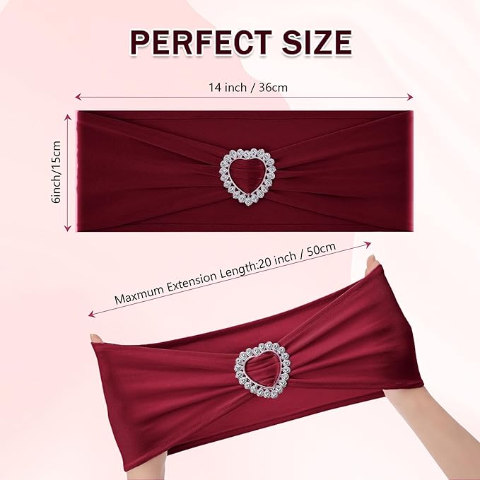 Howhic Pack of 120 Spandex Chair Sashes Bows Stretch Chair Cover Band - Image 2