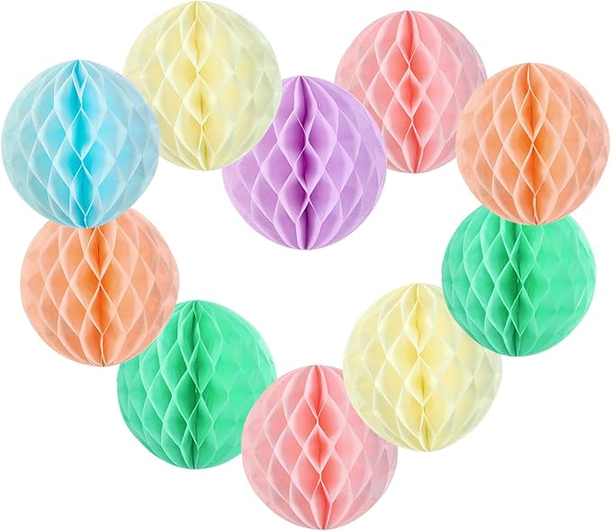 Hanging Honeycomb Decorations, Pastel Party Decorations, Rainbow Honeycomb by BalunAdmhail