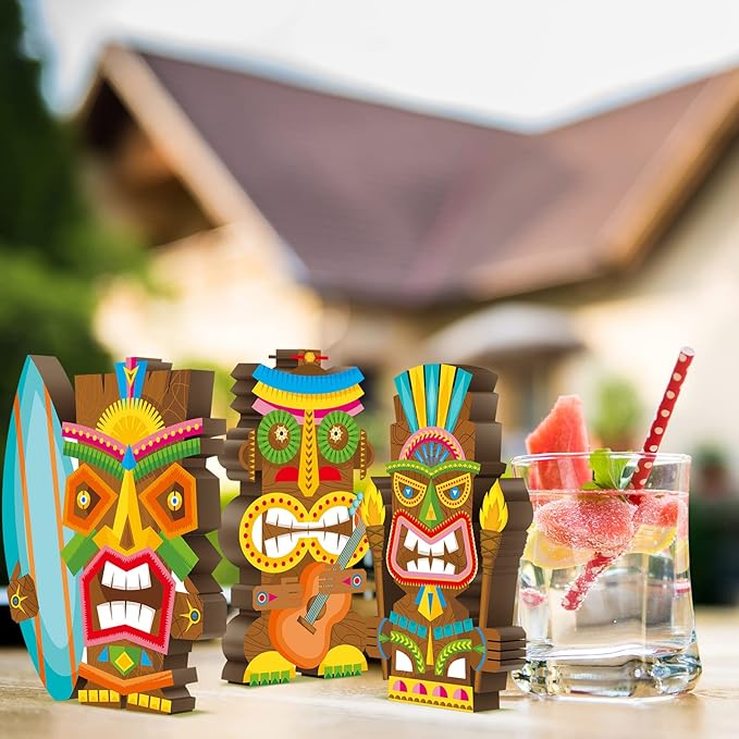 Blulu 3 Pcs Tiki Party Decor Hawaiian Luau Party Decorations Tropical Aloha - Image 7