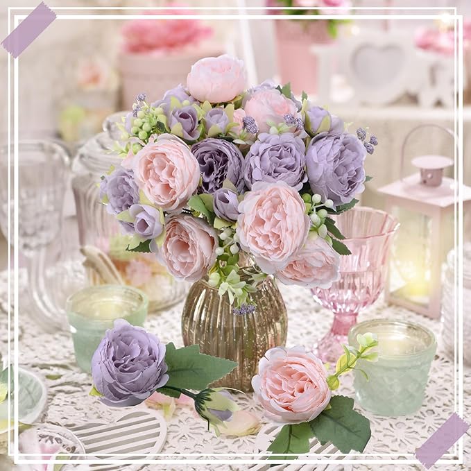 8 Bundles Artificial Peonies Flowers Boho Faux Flowers Arrangements Artificial - Image 5