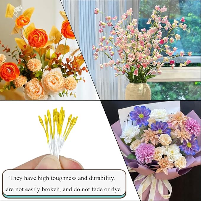 HAHIYO 1000Pcs 1mm Yellow Pearl Double Head Flower Pistil - Image 6