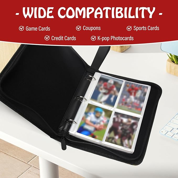 Football Card Binder, Trading Card Binder 4 Pocket, 400 Pockets Card Holder - Image 5