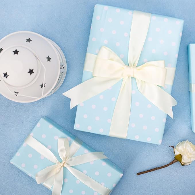 Flyhill Blue Wrapping Paper, Reversible Gift Wrap Paper - Image 7