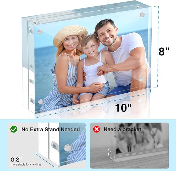 HOUSE DAY Acrylic Picture Frames 8x10, 2 Pack Magnetic 8x10 Picture Frame - Image 2