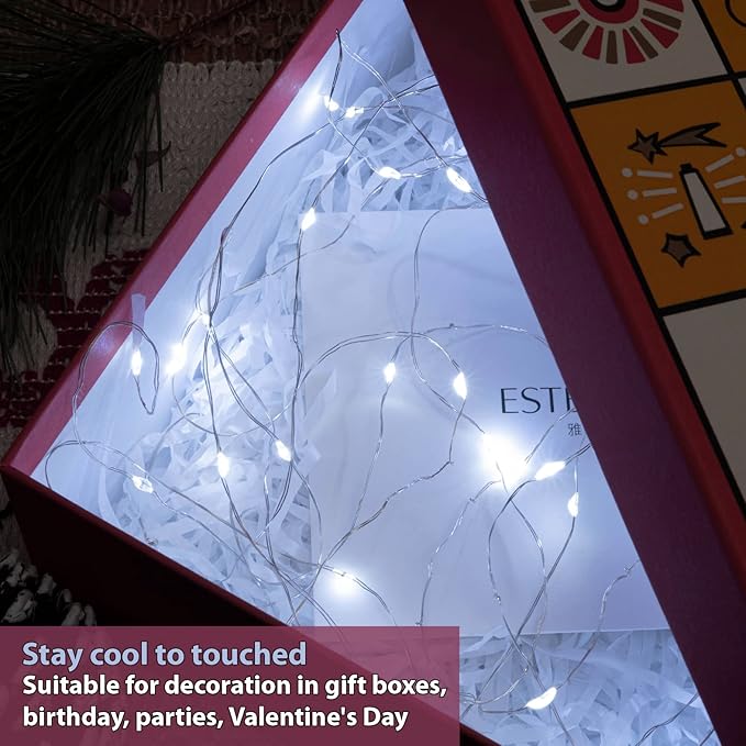 HXWEIYE 12 Pack LED White Fairy Lights Battery Operated, 7ft 20LED Mini Fairy - Image 3