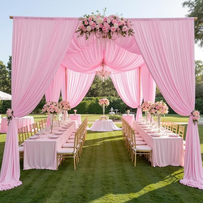 PartyVillage 10ft×15ft Baby Pink Backdrop Curtain by PartyVillage