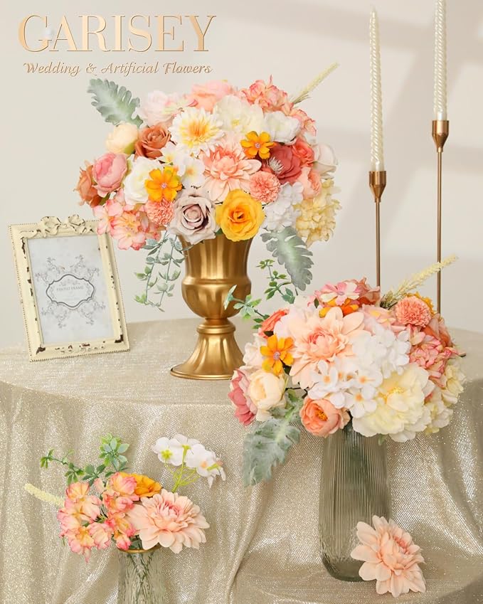 Artificial Flowers Combo, Mix Silk Flowers Roses, Dahlias - Image 4