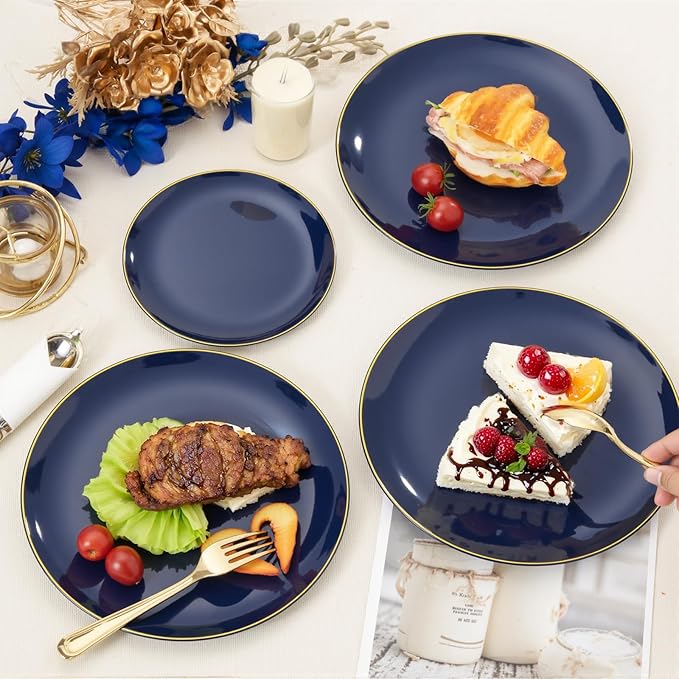 KIRE 175Pcs Blue Plastic Plates - Image 5