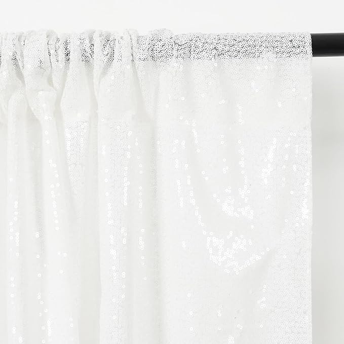 Eternal Beauty White Sequin Backdrop, 6x8 Ft Glitter Background Curtains - Image 8
