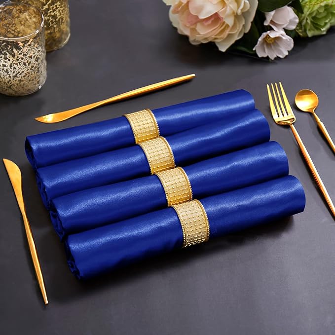 Horbaunal 30 Pack Royal Blue Satin Napkins 17 x 17 Inch, Square Soft Table - Image 3