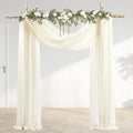 30" x 20Ft Wedding Arch Draping Fabric, 2 Panels Ivory Sheer Curtain Drapes by PartyTalk