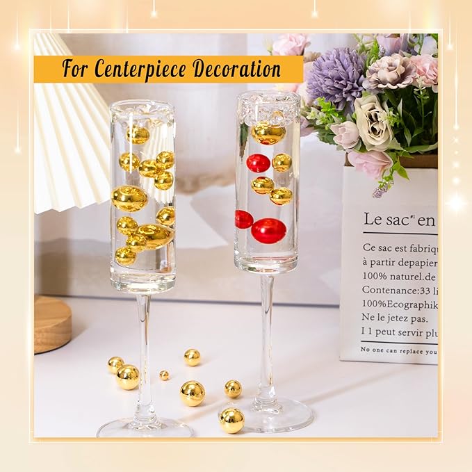 300Pcs Pearl Vase Filler, BrightGold No Hole Faux Pearl Beads - Image 4