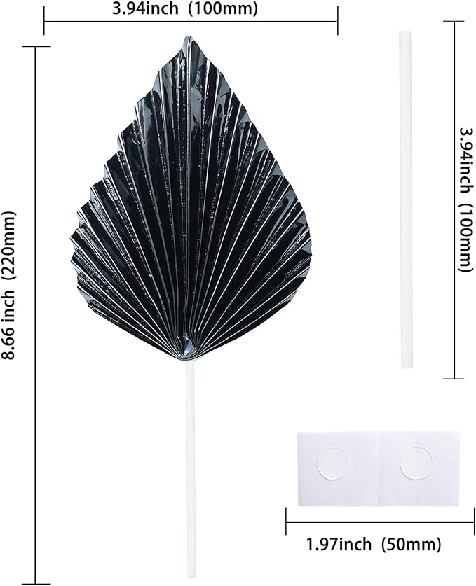 Gyufise 6Pcs Paper Palm Fan Cake Toppers Palm Spear Leaves Fan Cupcake Toppers - Image 2