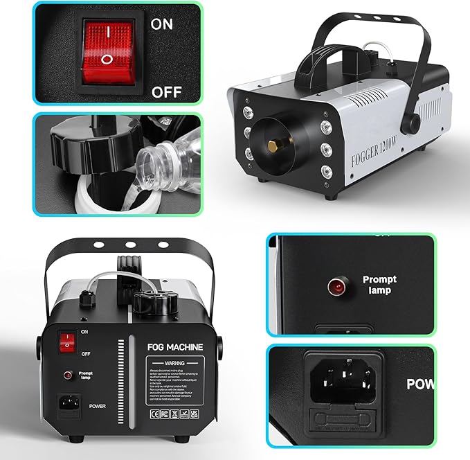 1200W RGB Fog Machine, 6 Colorful LED Lights - Image 6