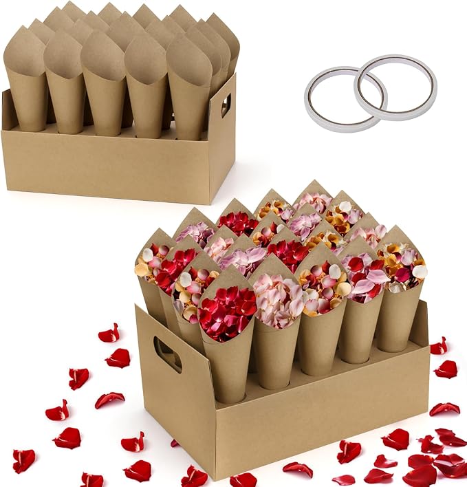 2 Set Wedding Confetti Cone Stand Box, 2 Party Cardboard Cone Holders Trays of by Unknown