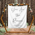 Custom Tapestry with Names and Date, Rustic Backdrop by DEVONDESIGN