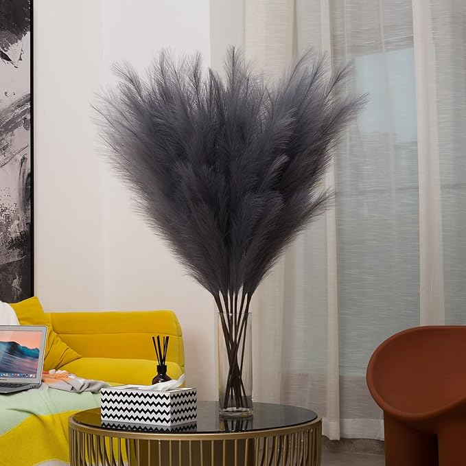 Faux Pampas Grass 6 Stems, Artificial Pampas Grass - Image 5