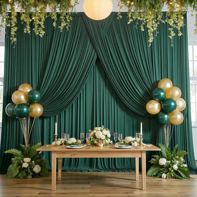 40ftx10ft Wrinkle FreeHunter Green Backdrop Curtains - Image 6