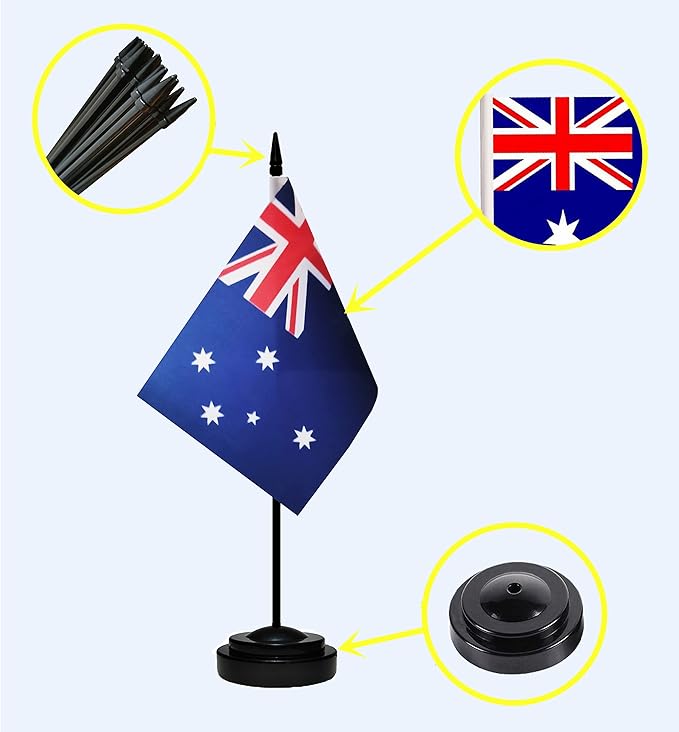 Australia Australian Deluxe Desk Flag Set Small Mini Miniature Australia - Image 2