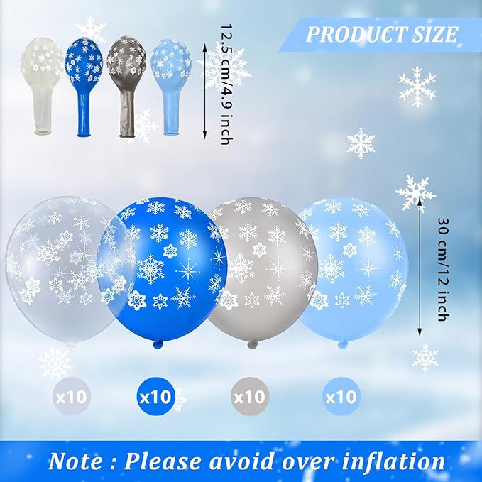 Skylety 40 Pieces Snowflake Balloons Bulk Winter Transparent Snowflake Latex - Image 2
