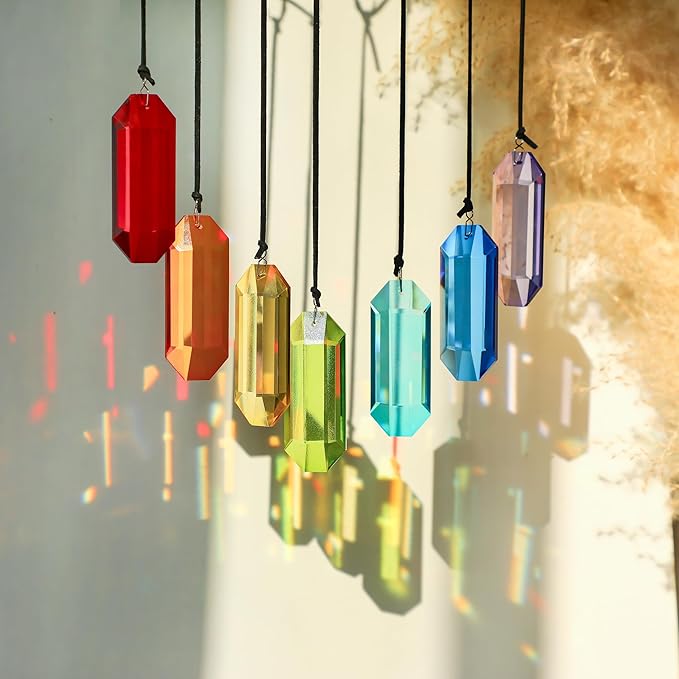 HDCRYSTALGIFTS 7pcs Crystal Suncatcher Prisms 3'' Indoor Window Hanging - Image 3