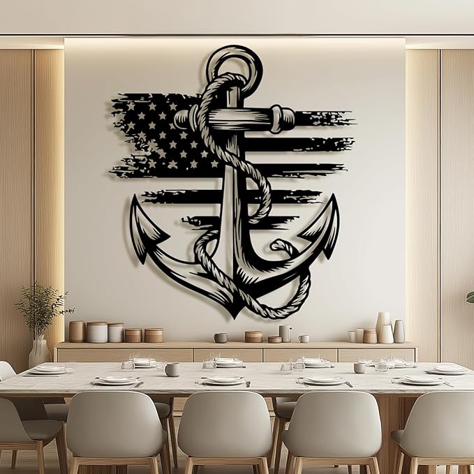 lunwall Metal Anchor Wall Decor, Anchor Metal Sign, Metal Anchor Decor - Image 4