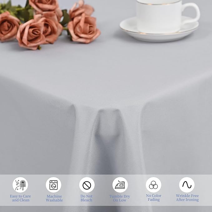 12 Pack Light Grey Tablecloths for Rectangle Tables 60 x 126 Inch Polyester - Image 4