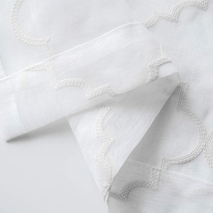 White Sheer Curtains 84 Inches Long, Rod Pocket Sheer Drapes - Image 6