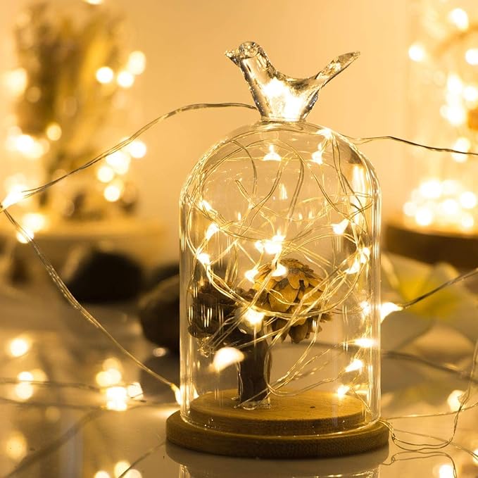 ANJAYLIA Fairy Lights, 2 Pack String Lights Battery Operated 33ft 100 LED - Image 2