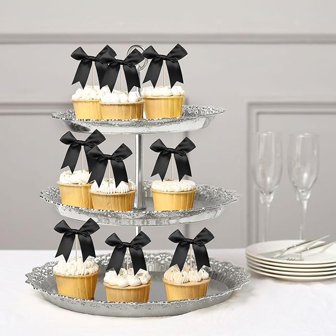 24 PCS Bow Cupcake Toppers Bowknot Cake Toppers Bow Cupcake Picks Bowknot - Image 6