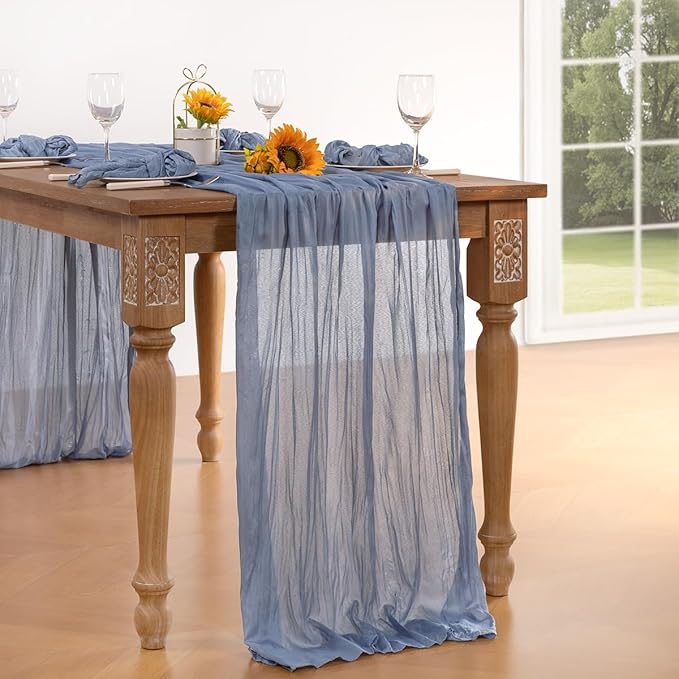Dusty Blue Cheesecloth Table Runner 10 Pack Fall Table Runners Boho Gauze 120 - Image 2