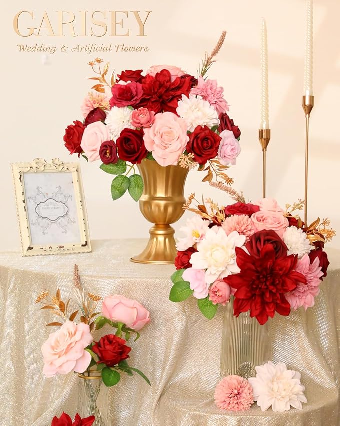 Artificial Flowers Combo, Mix Silk Flowers Roses, Dahlias - Image 4
