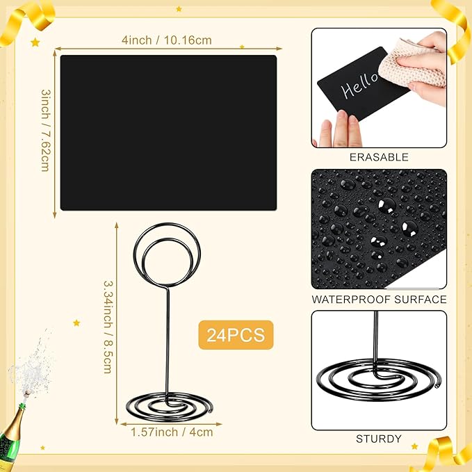 TecUnite 24 Pack Mini Chalkboard Signs, Tabletop Blackboard Signs Name Tags - Image 5