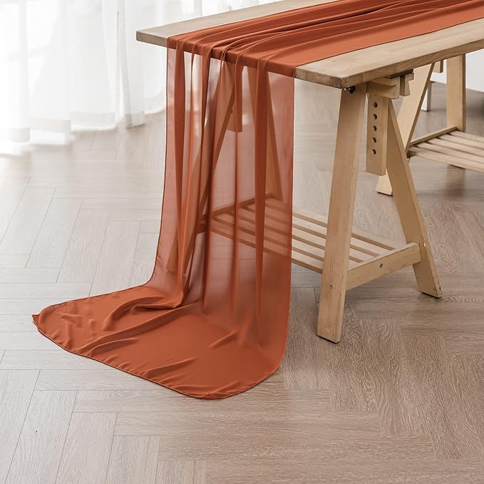 1Pack 9ft Chiffon Table Runner 14x108 Inch Sheer Romantic Table Runner by flohar