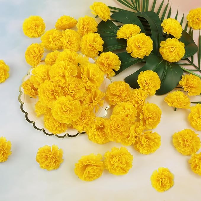 30 Pcs Artificial Marigold Flowers, 3.54" Silk Marigold Flower Heads - Image 3