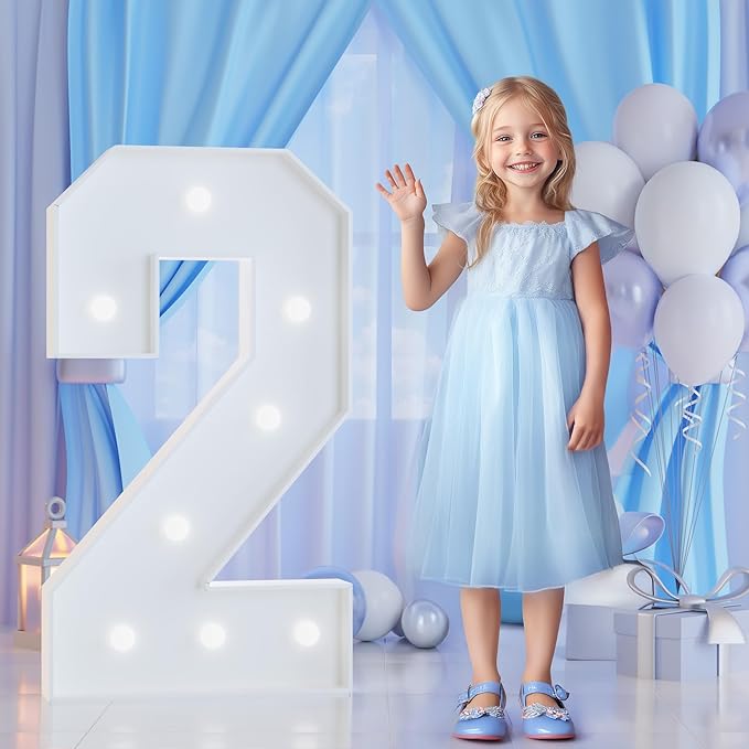 3FT Marquee Numbers 2 for 2nd, 20th Birthday Party Decorations, Large Light Up by Tongjoy