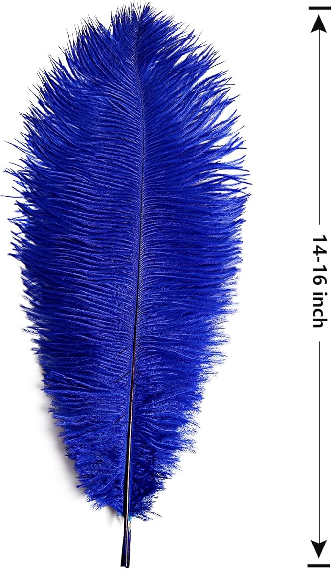 THARAHT Blue Ostrich Feathers 12pcs Large Natural Bulk 14-16Inch 35cm-40cm - Image 2
