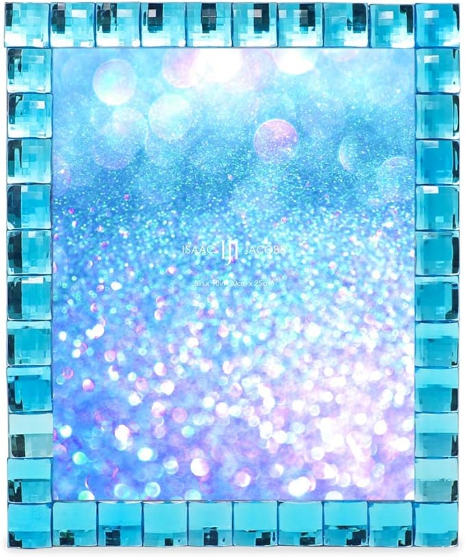 Isaac Jacobs Decorative Sparkling Turquoise Jewel Picture Frame, Photo Display - Image 2