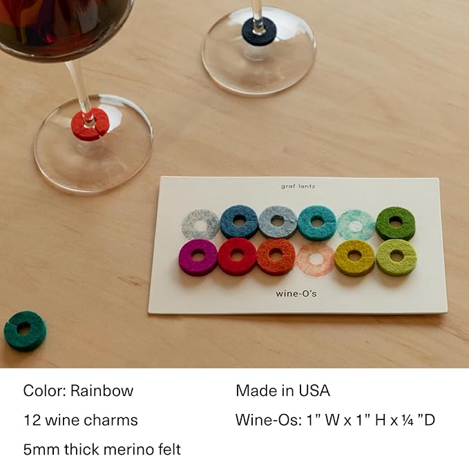 Graf Lantz - Wine-O's Merino Wool Wine Glass Charms 12 Count - Drink Markers - - Image 4