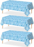 3 Pieces Snowflake Christmas Tablecloth, Plastic Ice Blue and White Winter by JectivsPartyDecorations
