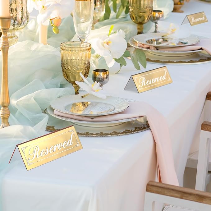12 Pcs Mirrored Gold Reserved Table Signs, Acrylic Reserved Signs - Image 6