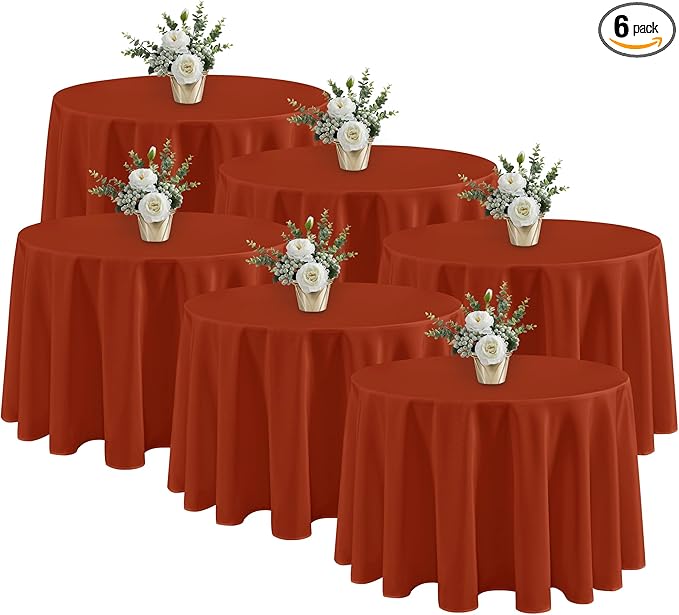 Fitable 6 Pack Rust Round Tablecloths by Fitable
