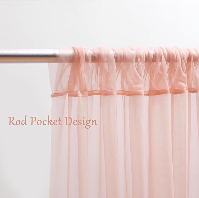10x10 Peach Tulle Backdrop Curtains - Image 4