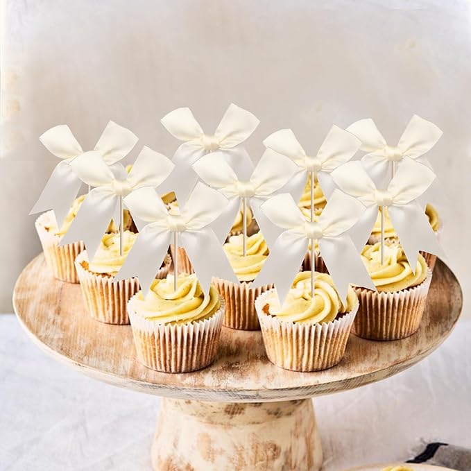 24 PCS Bow Cupcake Toppers Bowknot Coquette Bow Girls Birthday Cake Decorations - Image 5